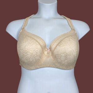 Cacique Womens Nude Tan Lace Lightly Lined Balconette Bra Size 44C